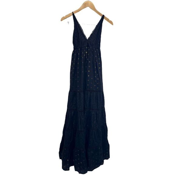 Anthropologie PQ Swim Maxi Dress Black Gold Size XS/S Shine Sleeveless NWT - Picture 2 of 10